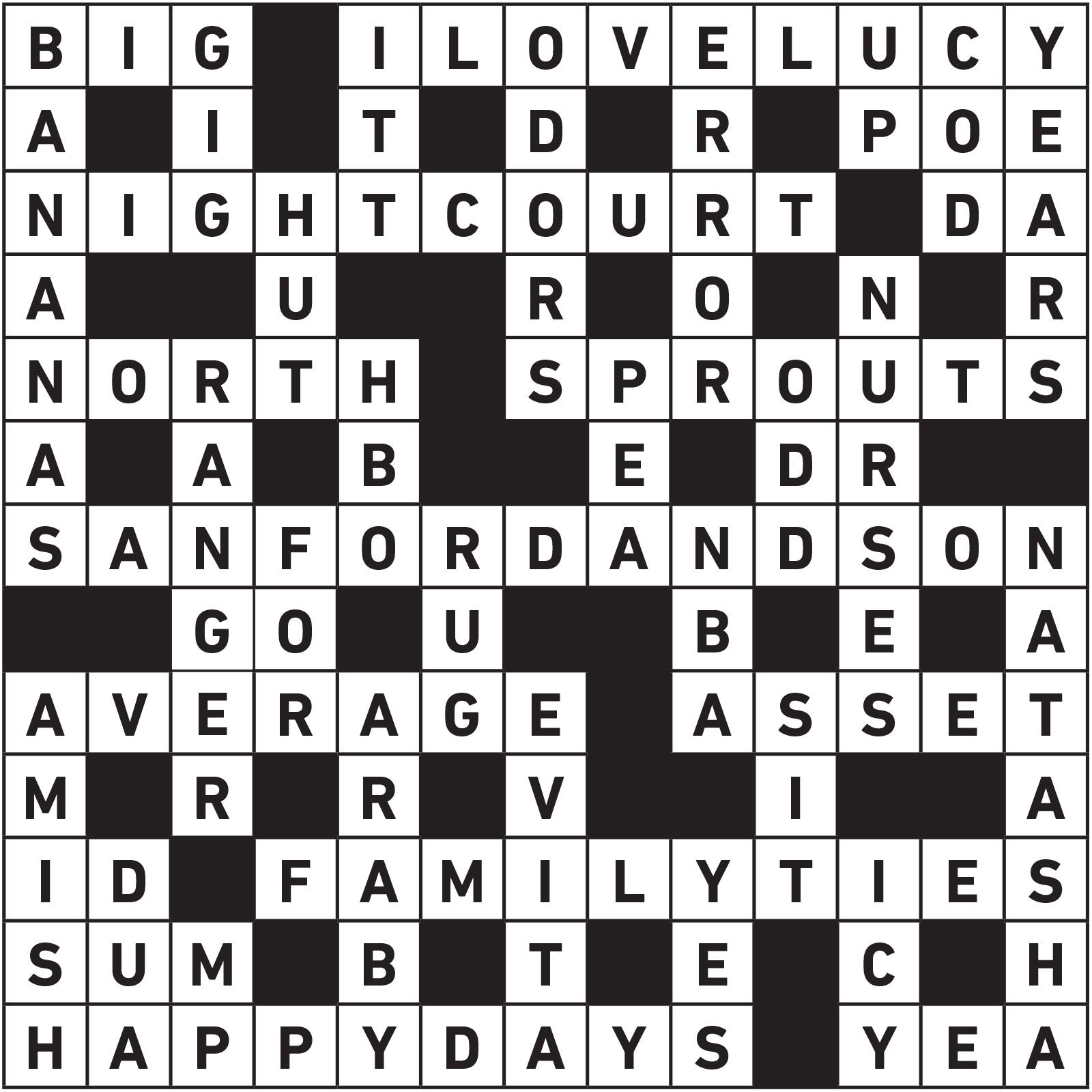Feb 2022 Printable Crossword Answers