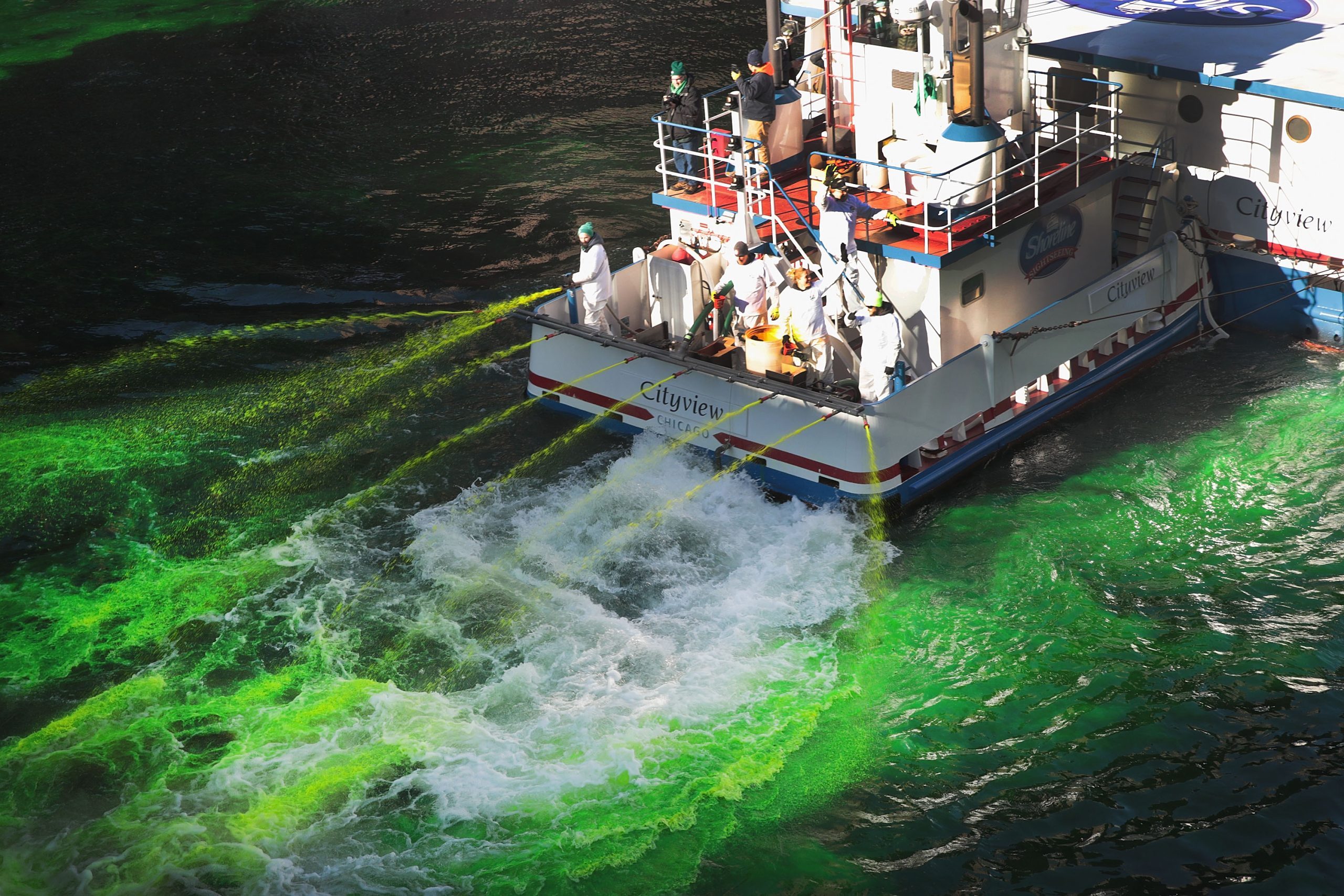 Chicago River Is Colored Green To Celebrate St. Patrick's Day