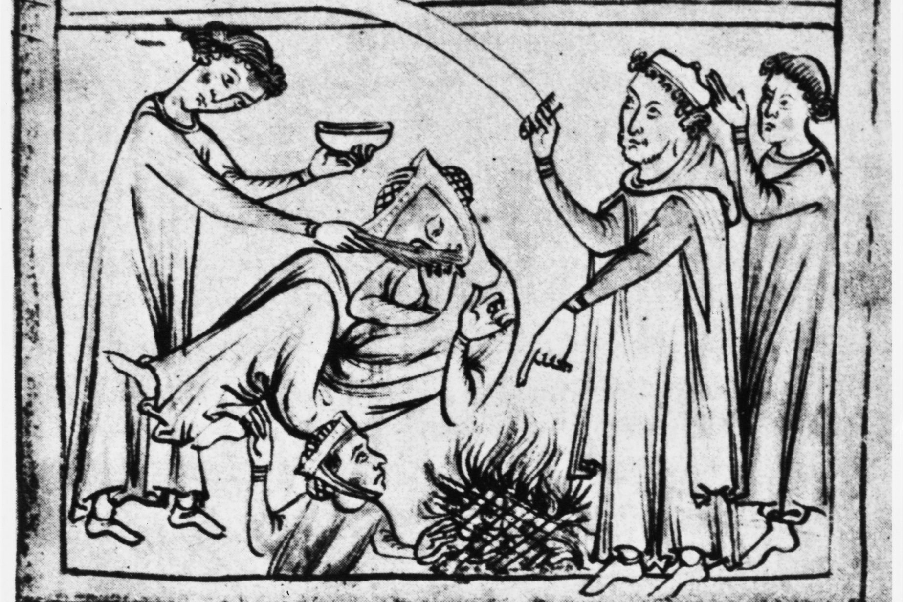 Circa 1250, Roman martyr Saint Valentine, who died circa 269 AD, curing an epileptic. (Photo by Hulton Archive/Getty Images)