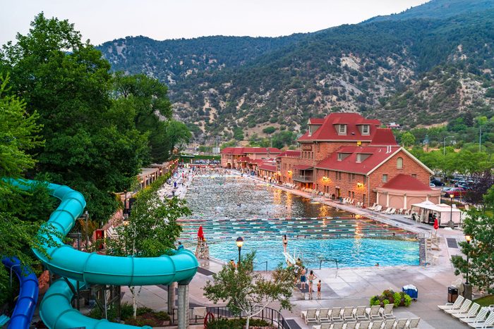 Glenwood Hot Springs Pool At Dusk Glenwood Springs Colorado USA
