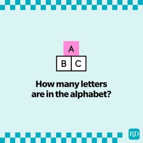 How Many Letters In The Alphabet Try To Solve The Viral Riddle with illustrations of A B C alphabet blocks.