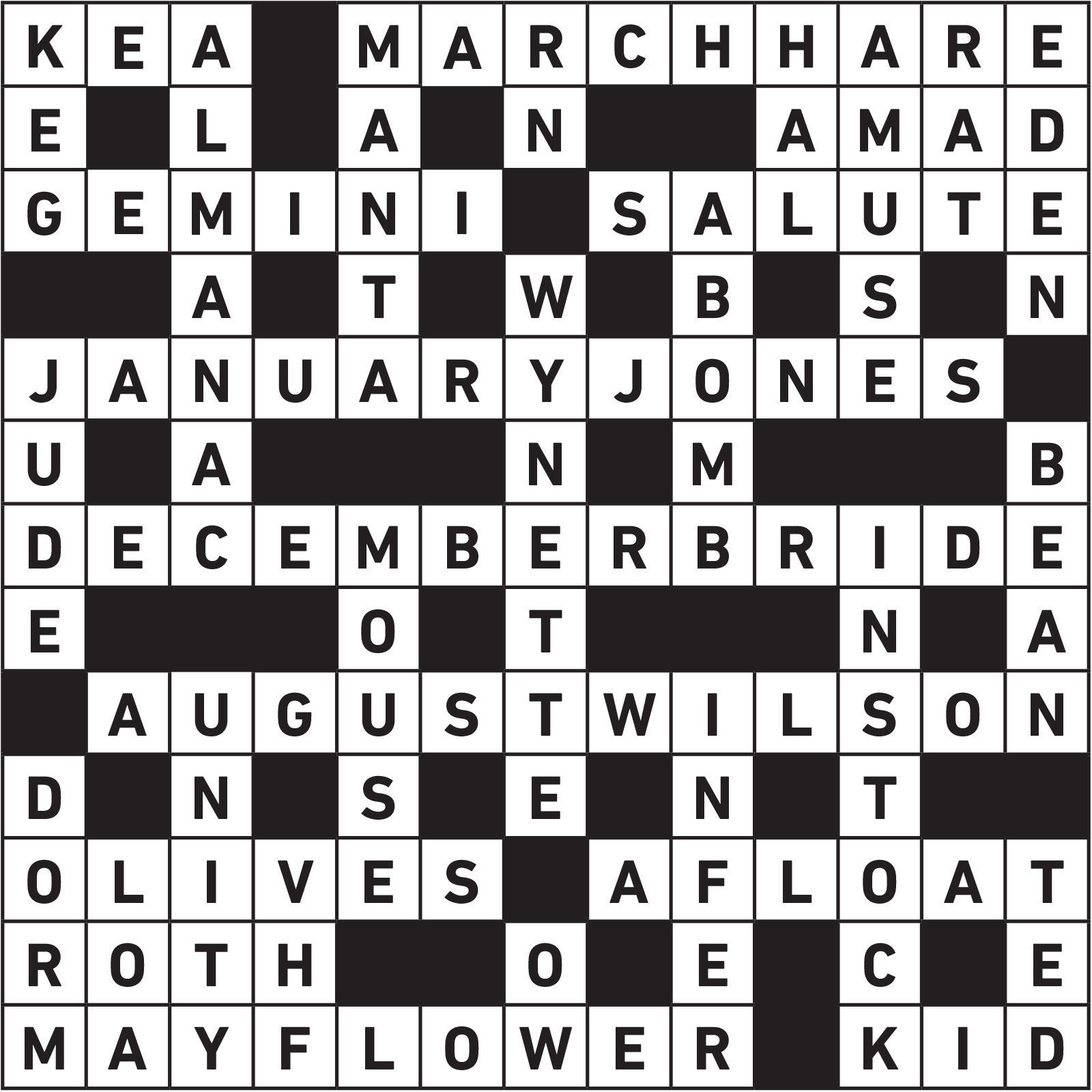March April 2022 Printable Crossword Answers