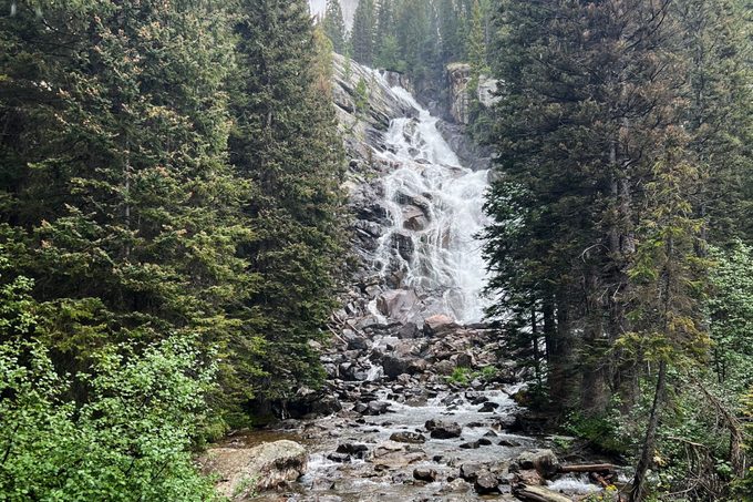 A water fall Grand Teton in the National Park