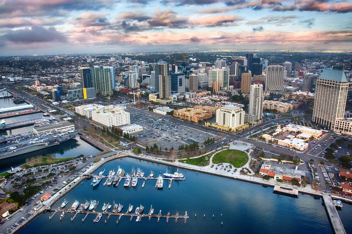 San Diego Aerial View Of Downtown And The Bay