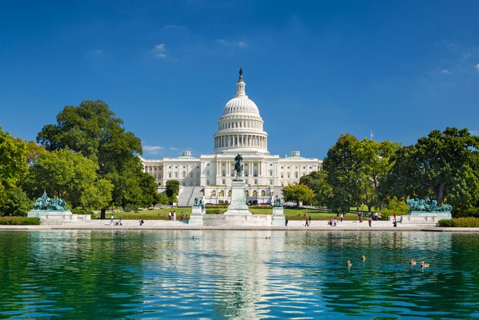 The Us Capitol And Reflecting Pool