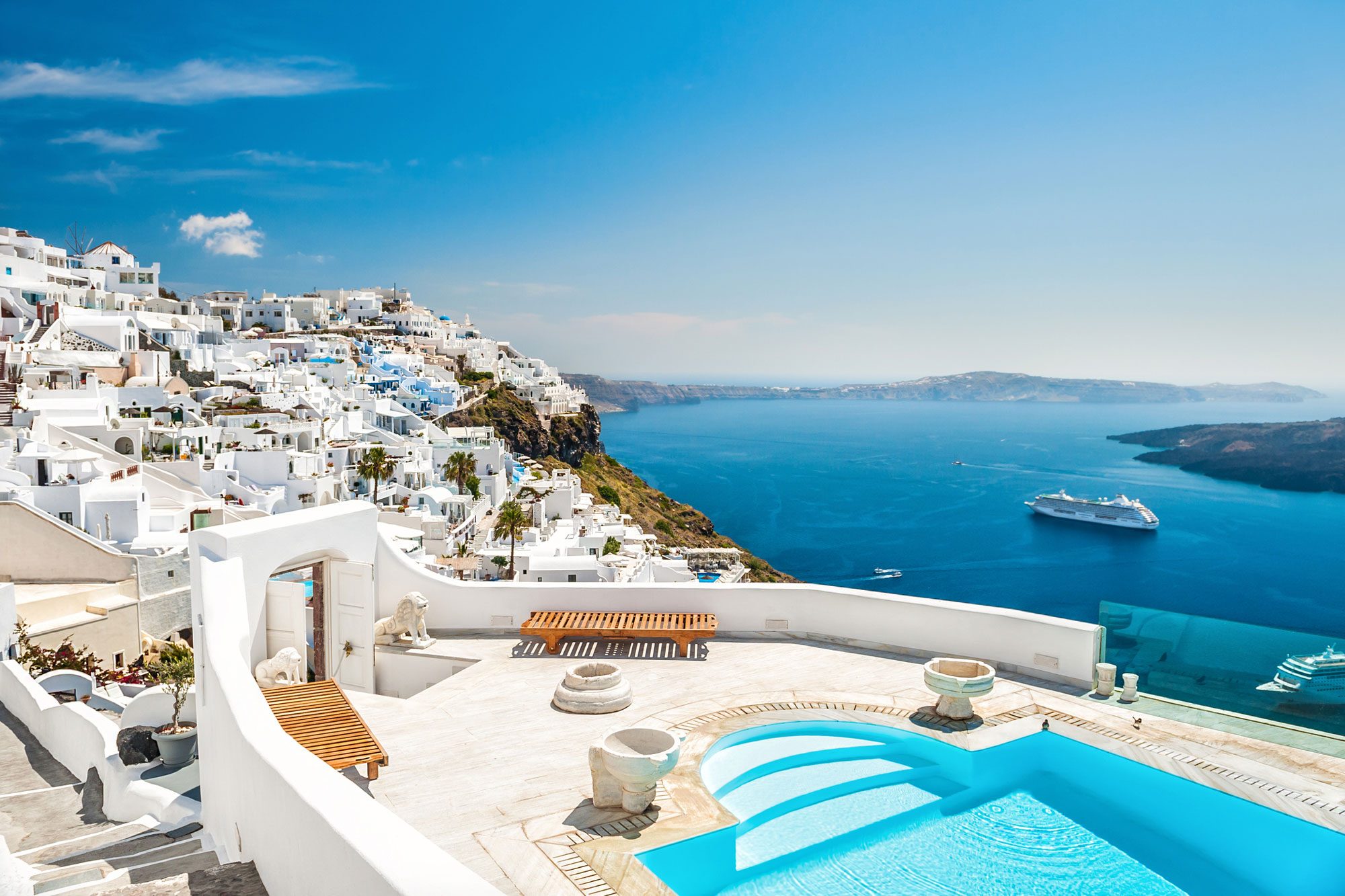 White Architecture On Santorini Island Greece