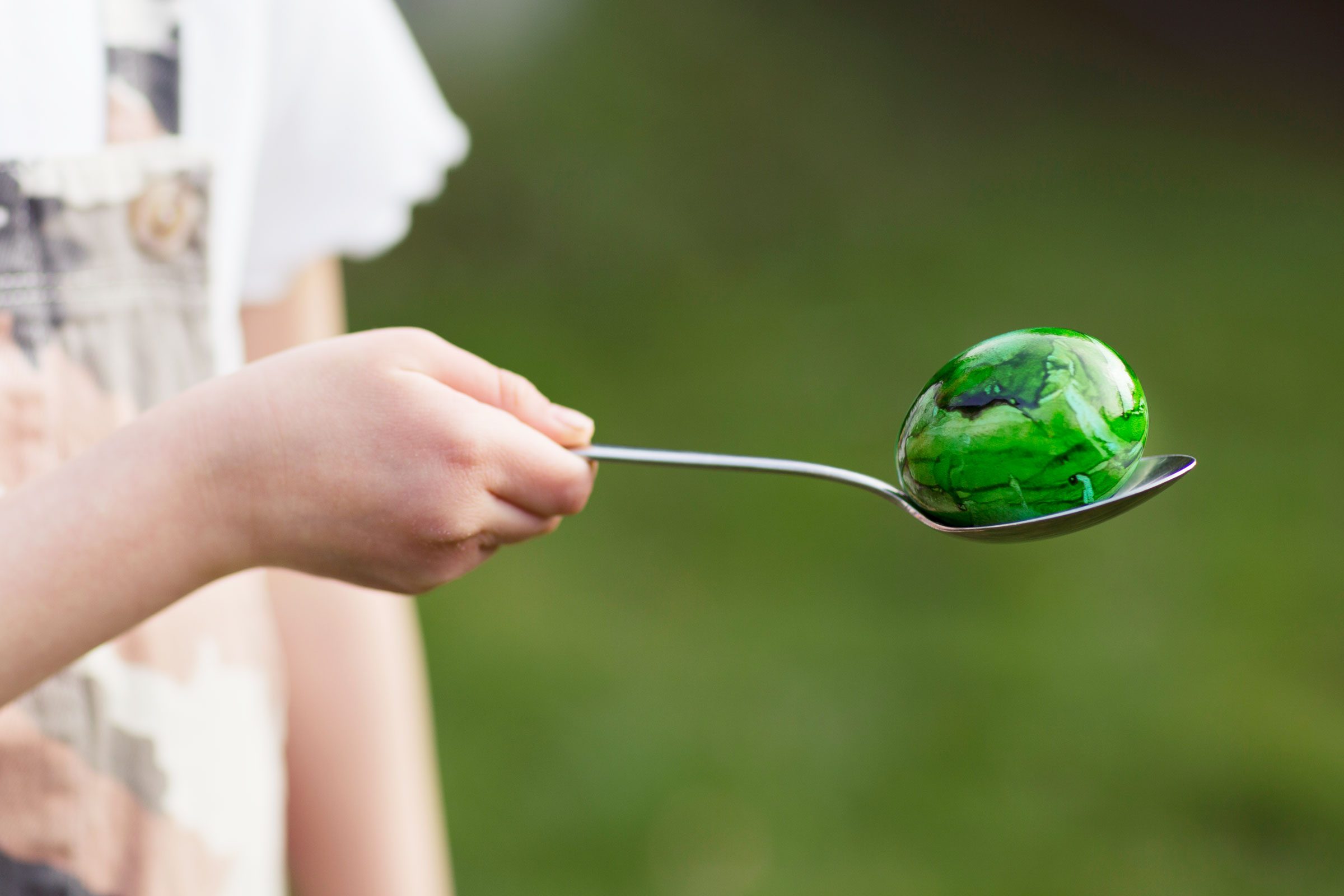 easter egg on a spoon for an easter race game