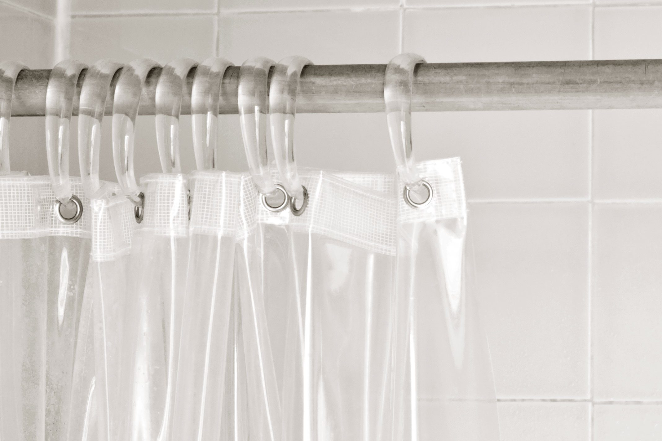 plastic shower curtain in a bathroom