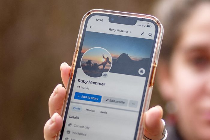 faccebook profile on a phone