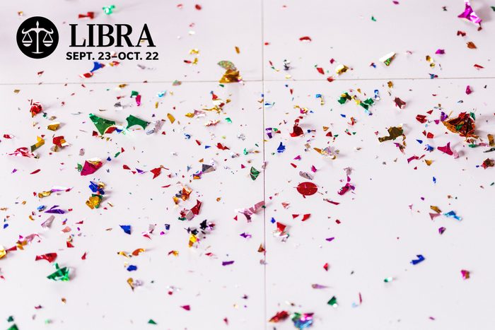 confetti floor with libra zodiac in upper left corner