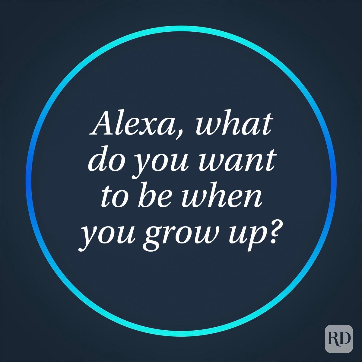 Funny Things To Ask Alexa For A Good Laugh glowing circle with an Alexa question in center