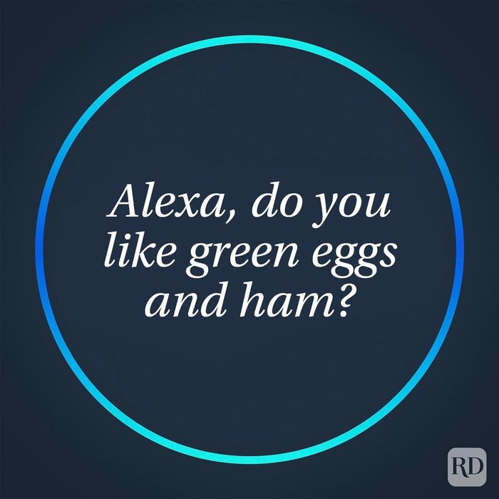 Funny Things To Ask Alexa For A Good Laugh glowing circle with an Alexa question in center