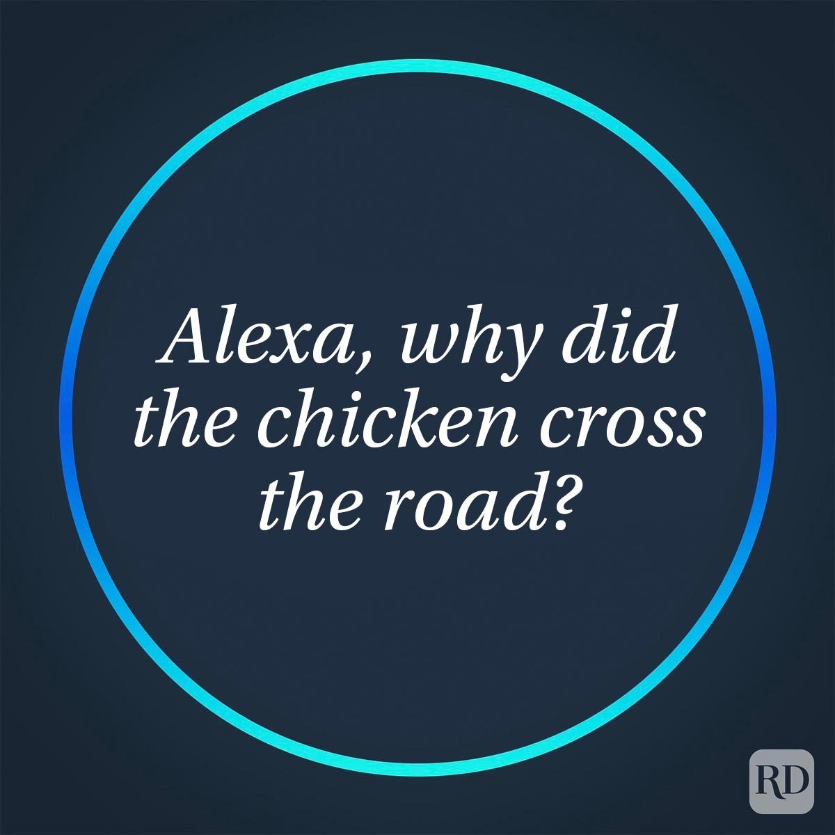 Funny Things To Ask Alexa For A Good Laugh glowing circle with an Alexa question in center