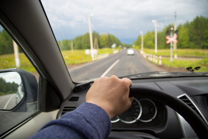 Railway crossing. Dangerous maneuver.