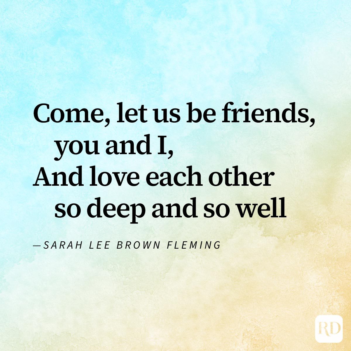 Excerpt from poem About Friendship To Share With Your BFF on watercolour background