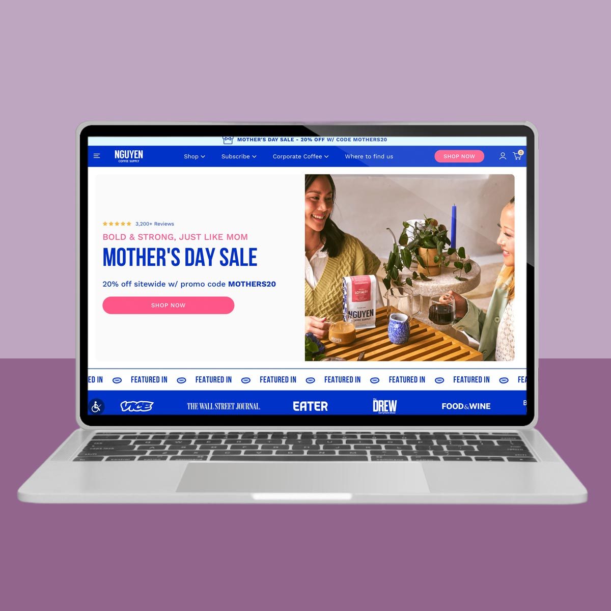 Asian Owned Companies You Can Support Right Now website homepage screenshot on purple background