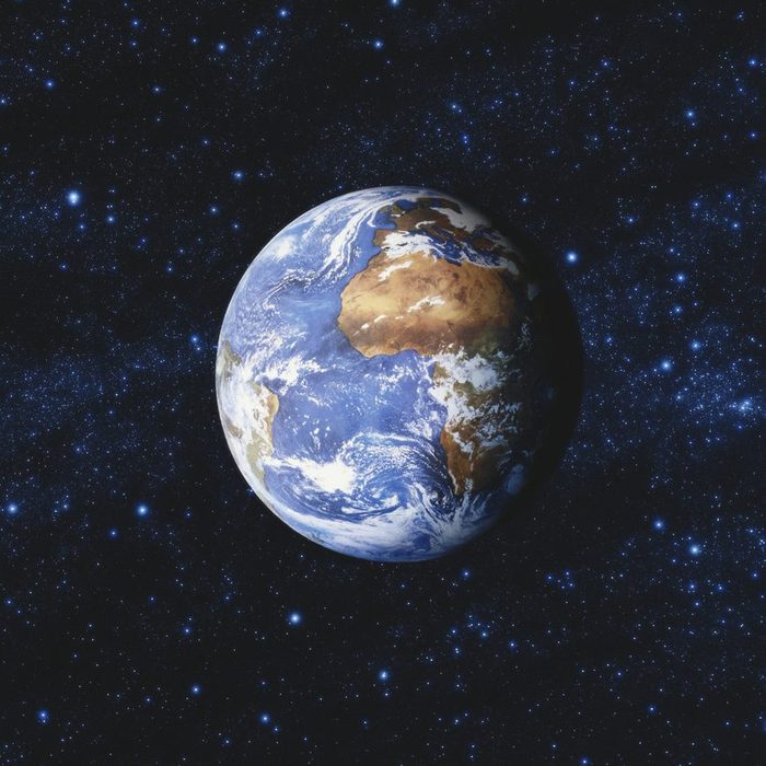 WORLD GLOBE AND STARRY SKY