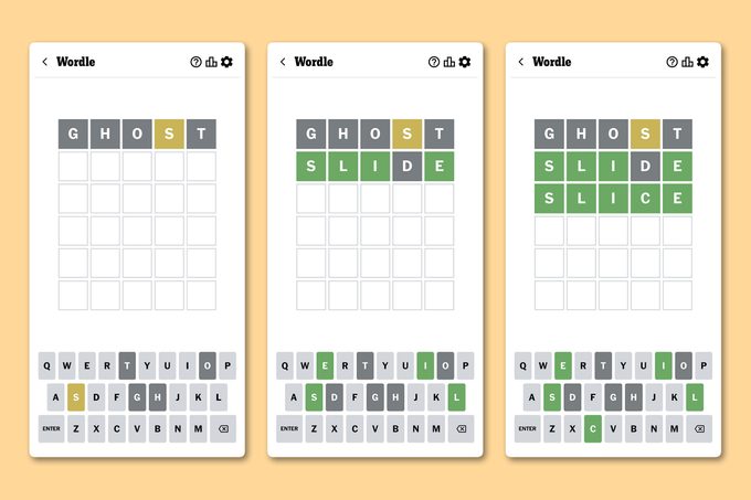three screenshots of playing wordle