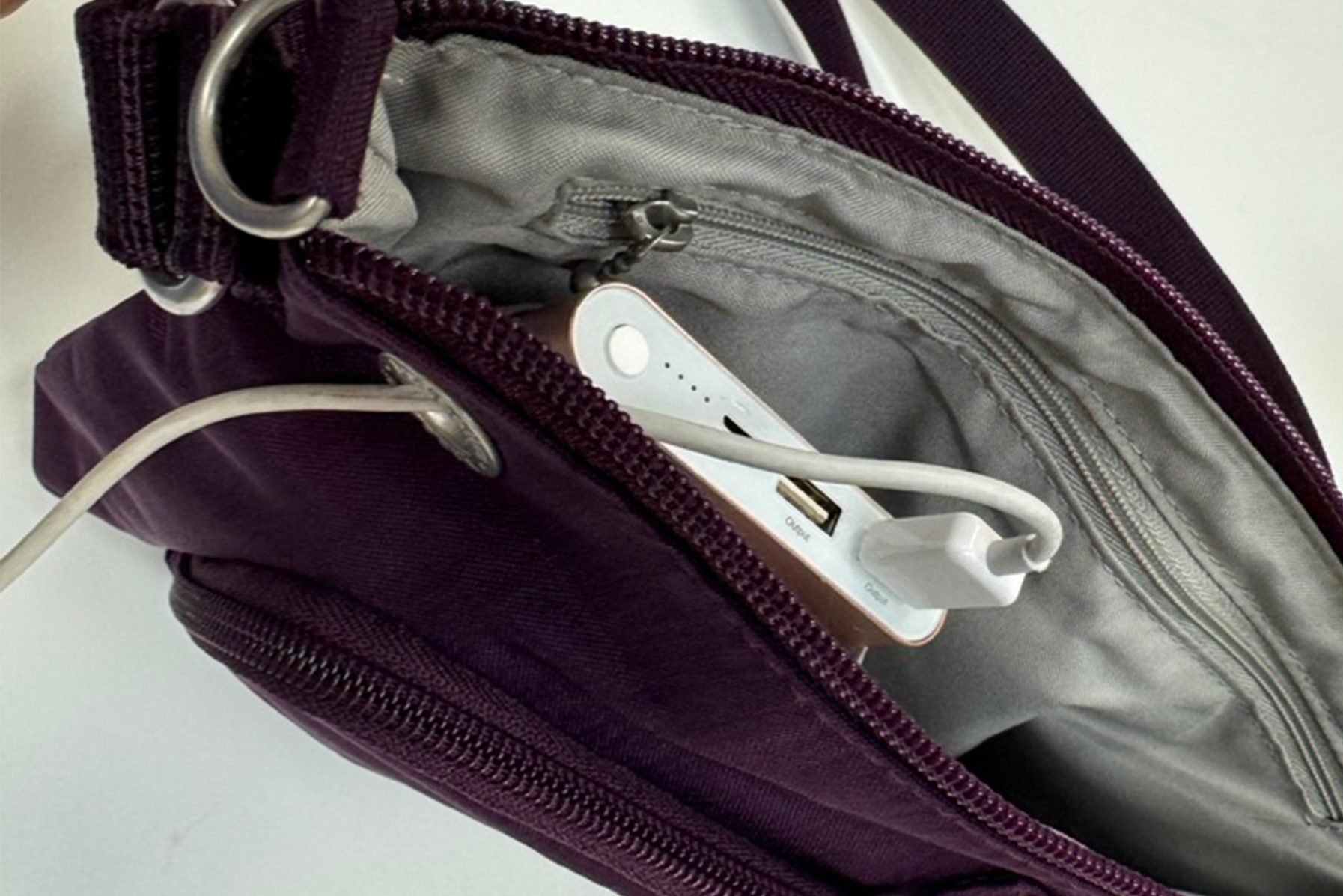 Baggalini Memento Crossbody Charging Capabilities