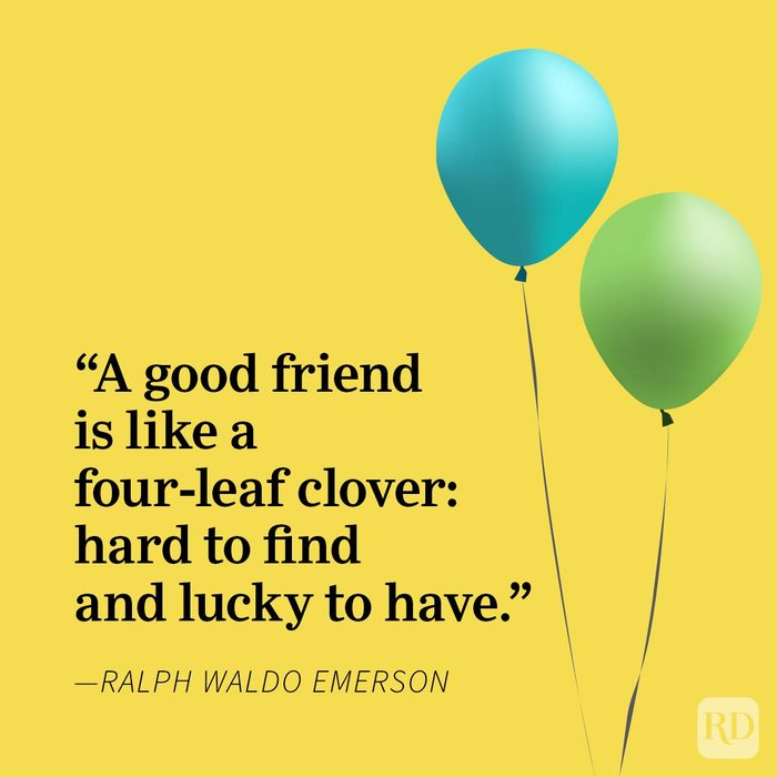 Friendship Quotes To Share With Your Bestie Ralph Waldo Emerson, two balloons flying, yellow