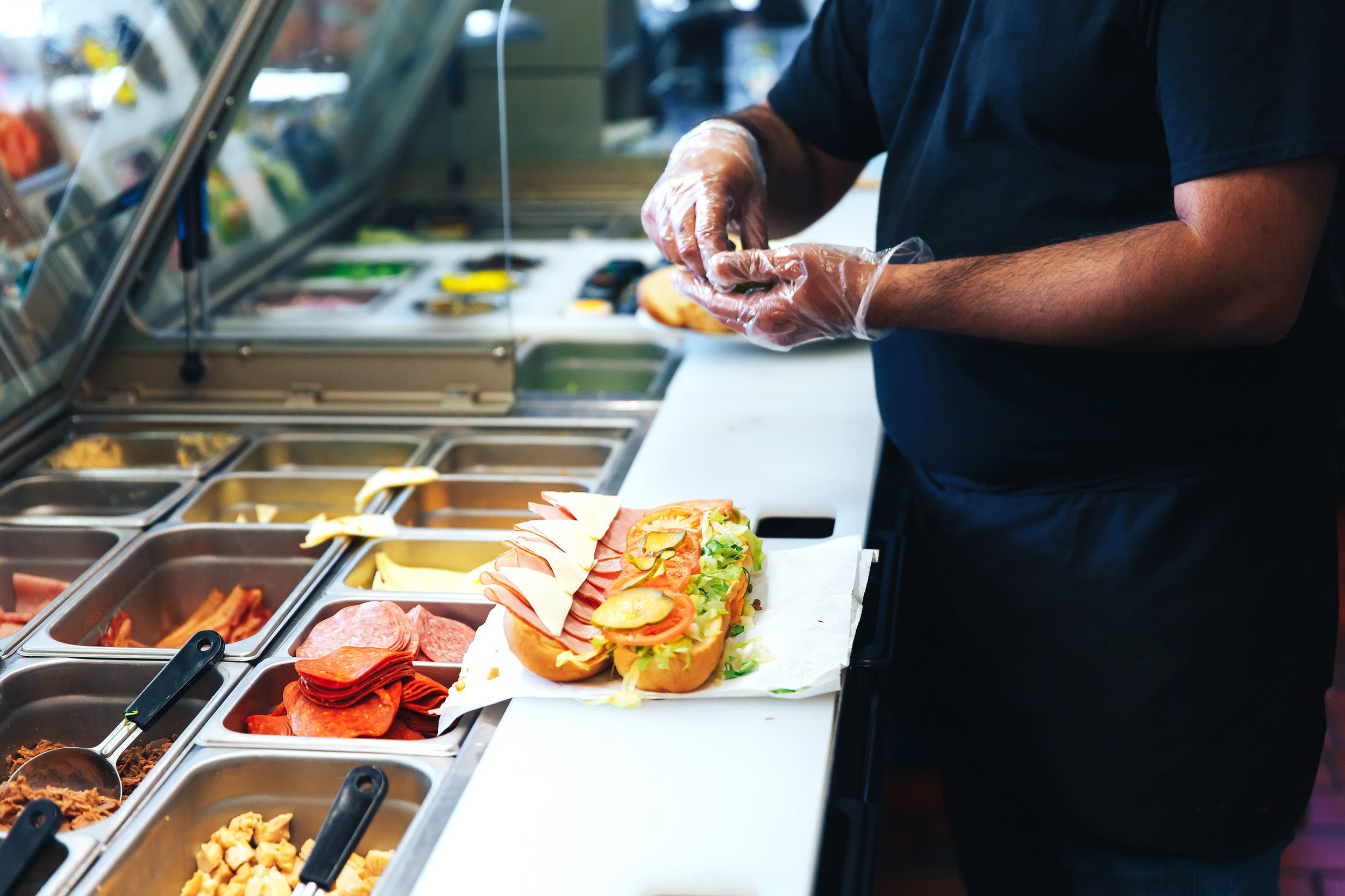 preparing sandwich in the restaurant