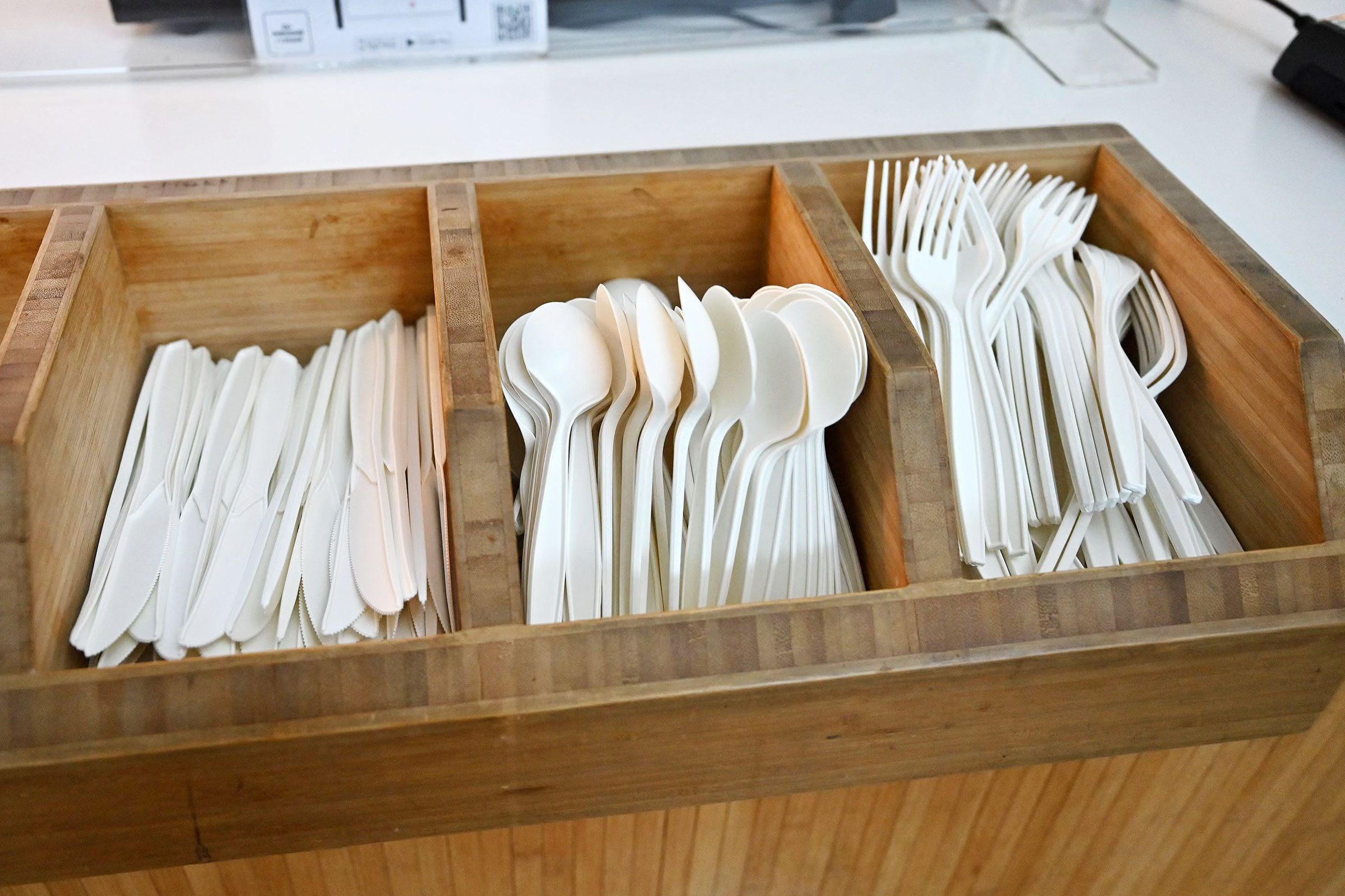  Fast Food Utensils Behind Counter