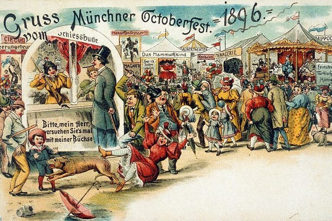 MĂĽnchen: historische Postkarte vom Oktoberfest