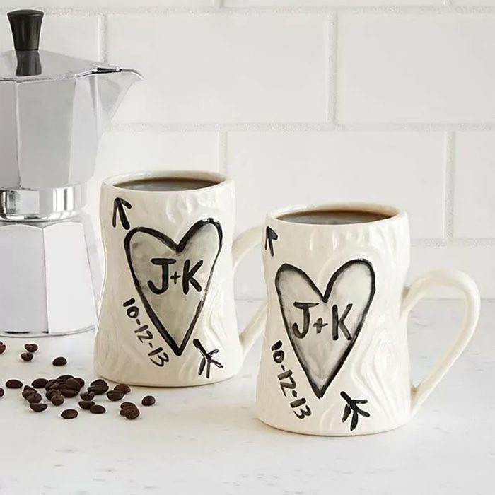 Gina Desantis Personalized Porcelain Faux Bois Mug Set Ecomm Via Uncommongoods.com