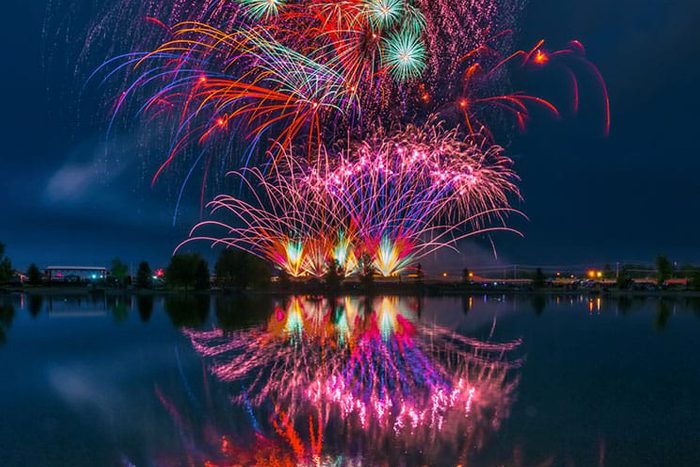 Idaho Fireworks on the Fourth Of July over water