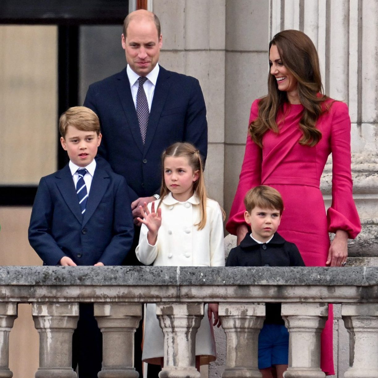 Royal Family Standing at Buckingham Palace Balcony