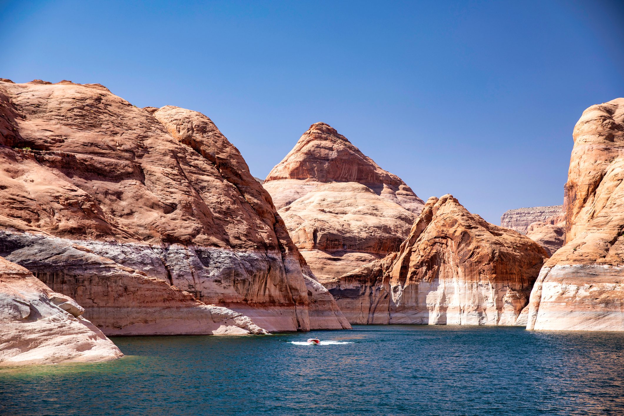 Boat on Lake Powell at Glen Canyon National Recreation Area