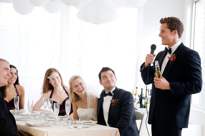 Best man giving speech at wedding