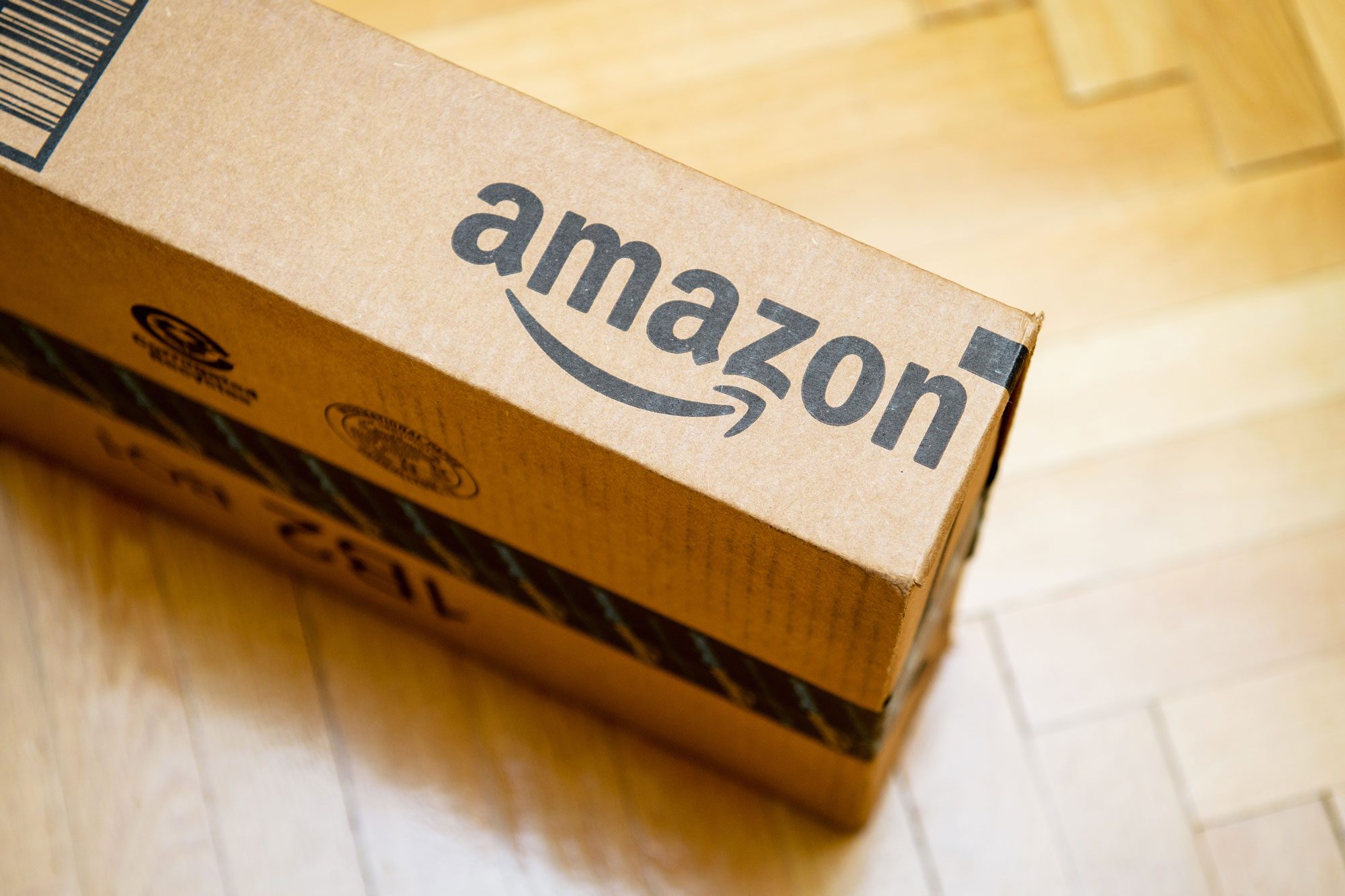 Amazon Logotype Printed On Cardboard Box