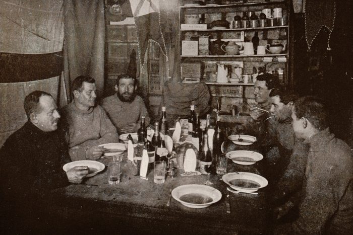 Midwinter Day, 1912 - The Men: (Left to right, Archer, Williamson, Crean, Hooper, Keohane, Demetri)
