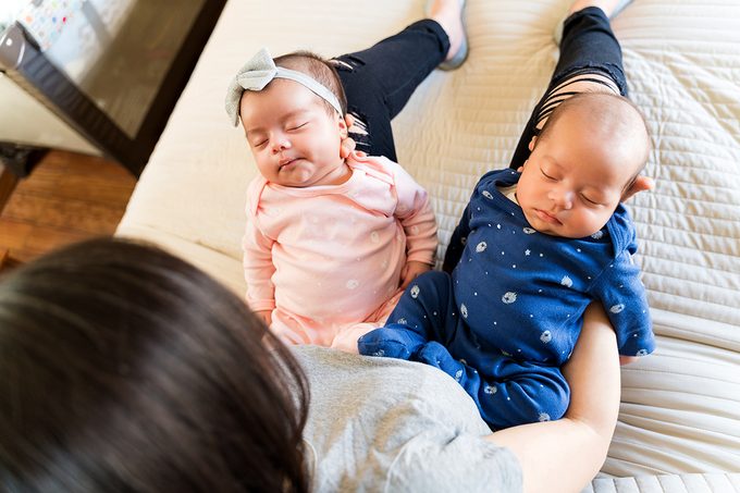 A mother with her children.