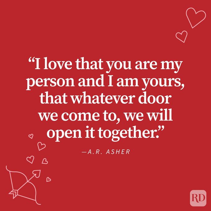 Love Quotes To Share With Your Special Someone with doodles on red background