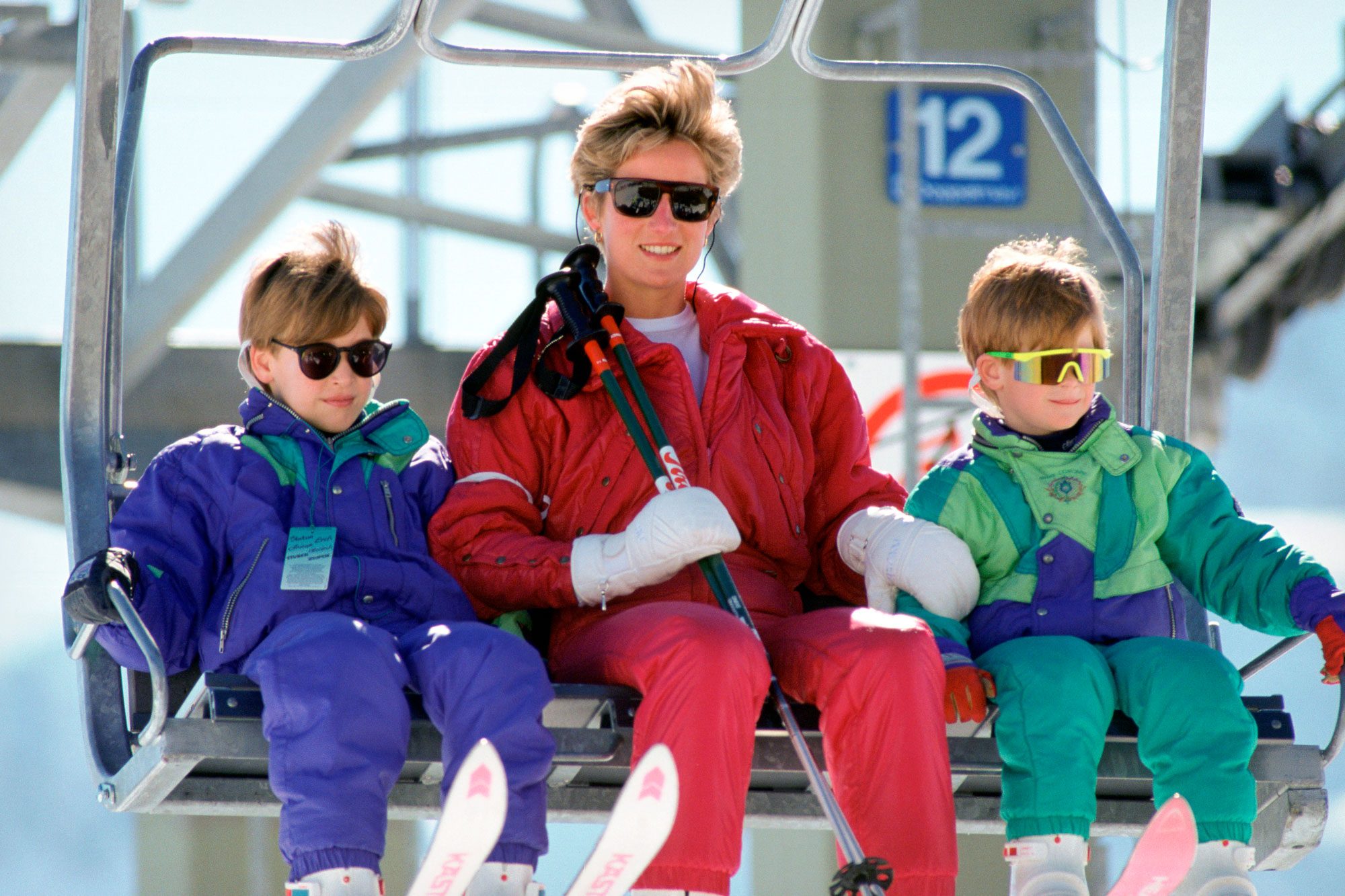 Princess Diana With Princes William And Harry Skiing In Lech Austria