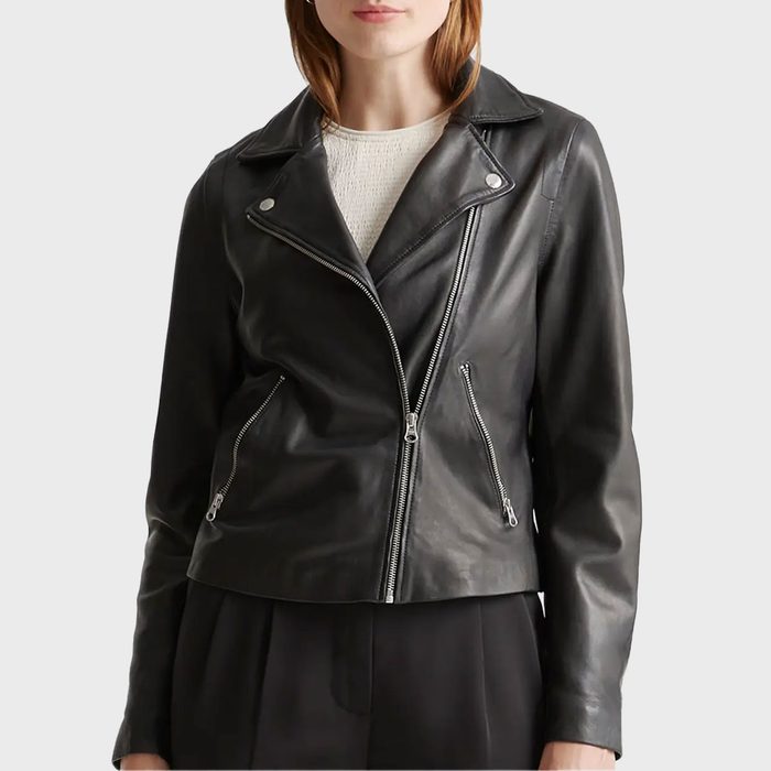 Quince 100% Washed Leather Biker Jacket