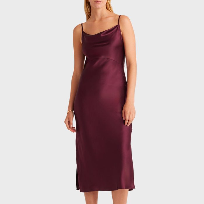 Washable Silk Cowl Neck Slip Dress