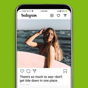 Instagram post of a woman around sea with a vacation caption