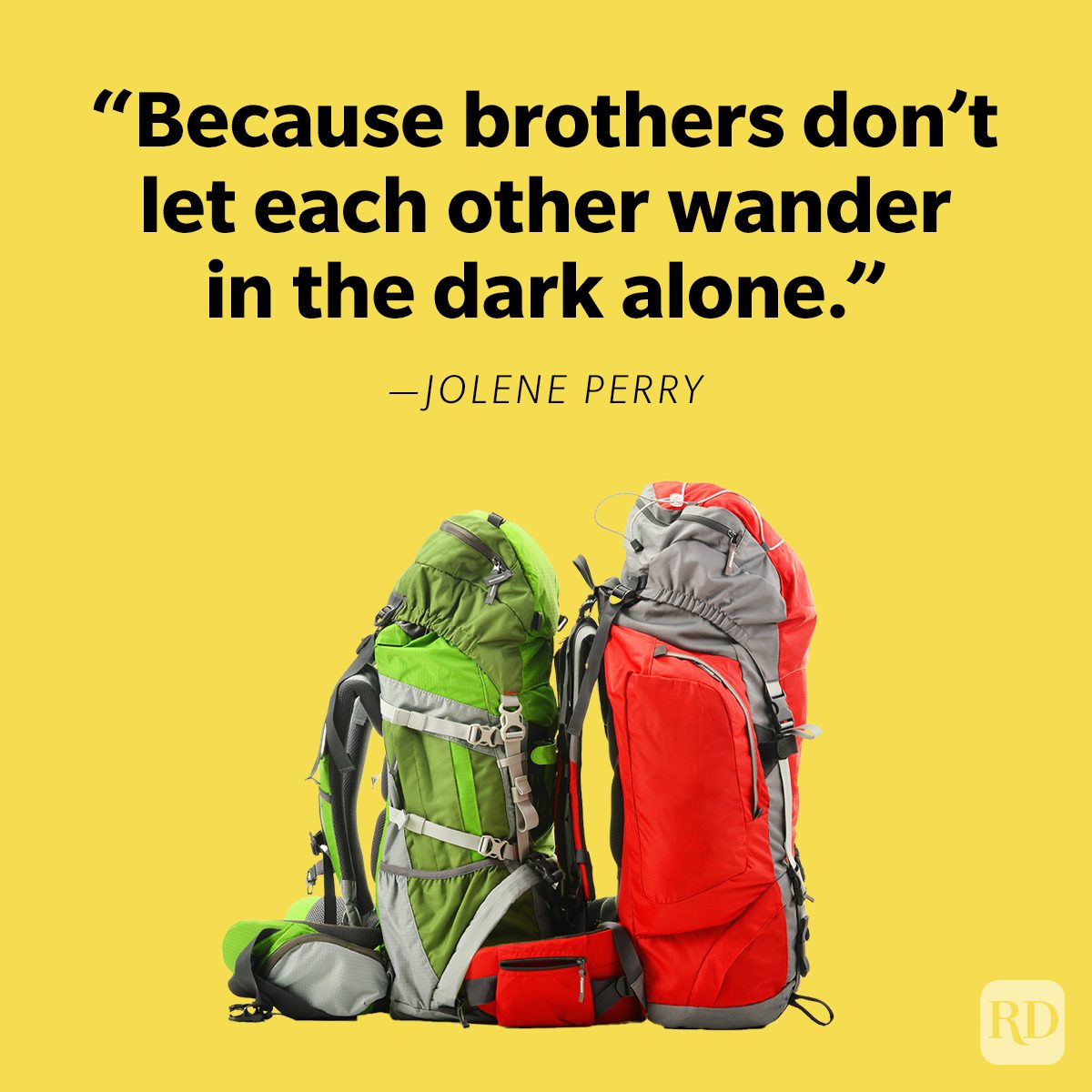 Brother Quotes That Celebrate Your Sibling Bond pair of rucksacks on yellow background