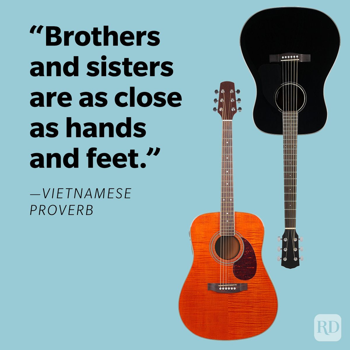 Brother Quotes That Celebrate Your Sibling Bond pair of guitars on blue background