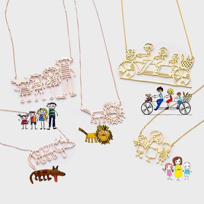 Caitlyn Minimalist Actual Kids Drawing Necklace Via Etsy.com 