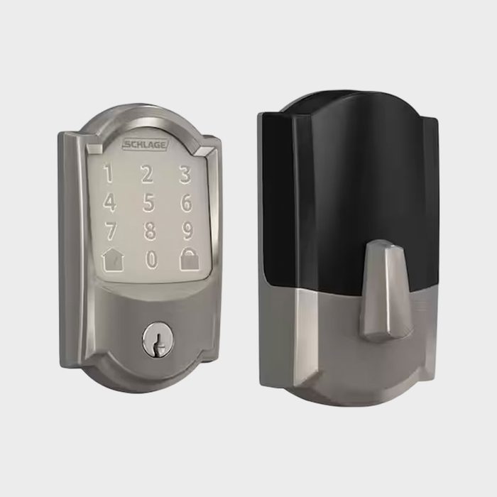 Camelot Satin Nickel Encode Wifi Electronic Touchscreen Door Deadbolt Alarmed Lock