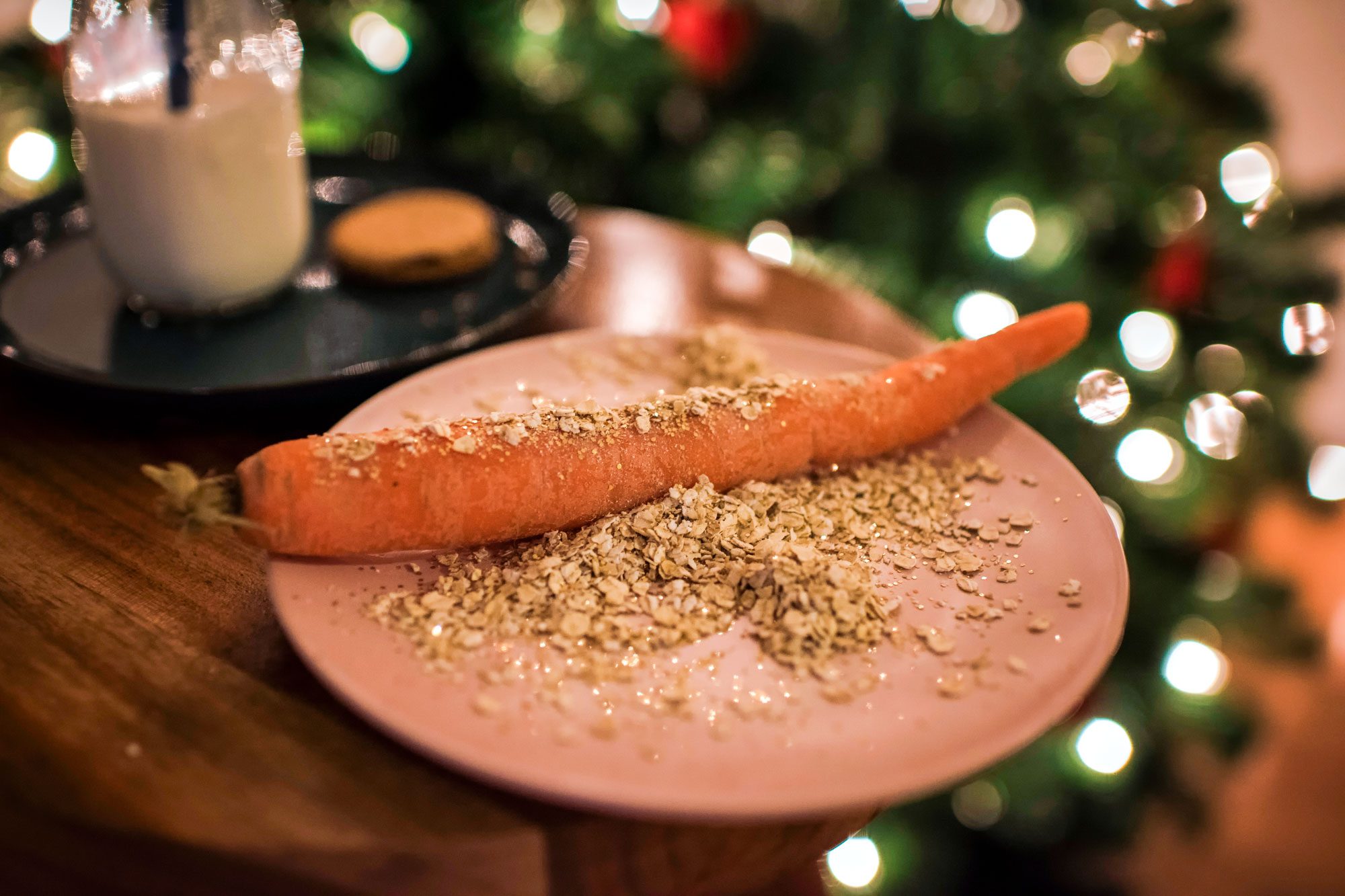 Carrots Milk And Reindeer Food Left Out For Santa At Christmas