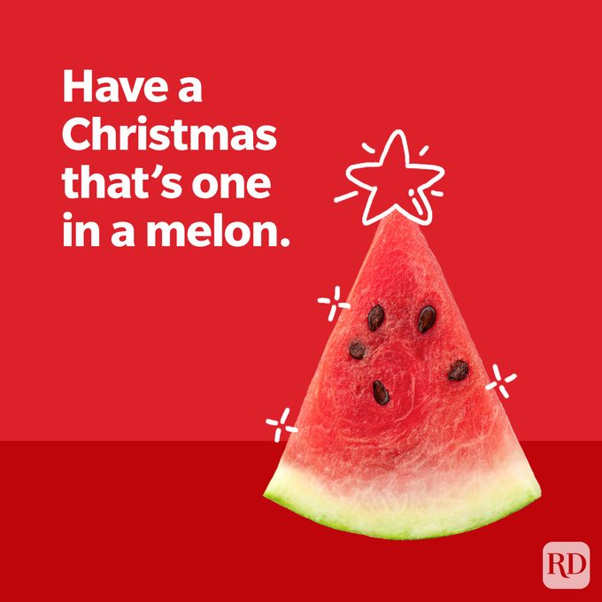 Christmas that is one in a 'melon'. Watermelon slice christmas tree with star decorations