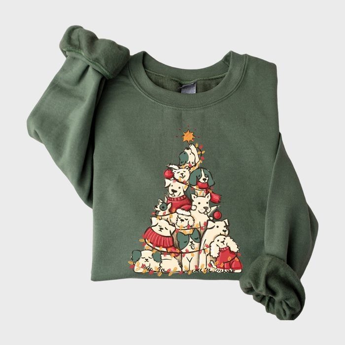 Dog Christmas Tree Sweatshirt Ecomm Via Valenteenodesign Etsy.com 