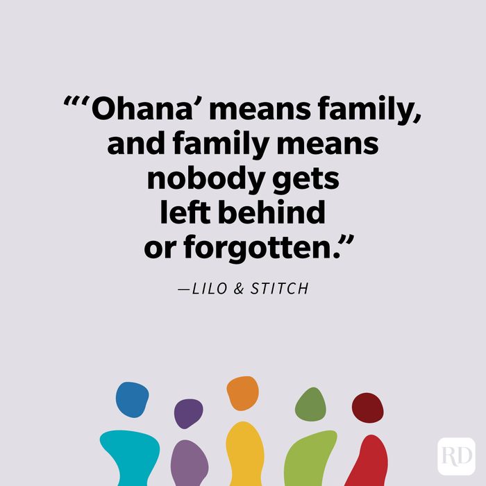 Family Quotes That Hit Close To Home on background with shapes resembling a family in different colors on light purple background