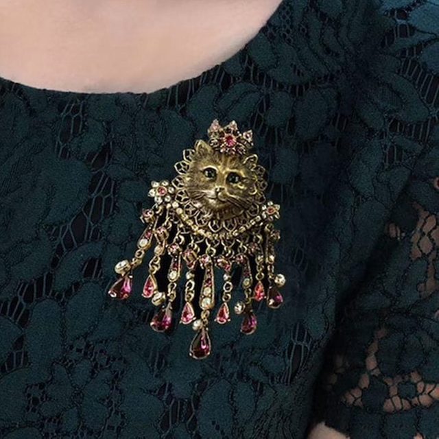 Fancy Vintage Cat Face Pin Ecomm Etsy