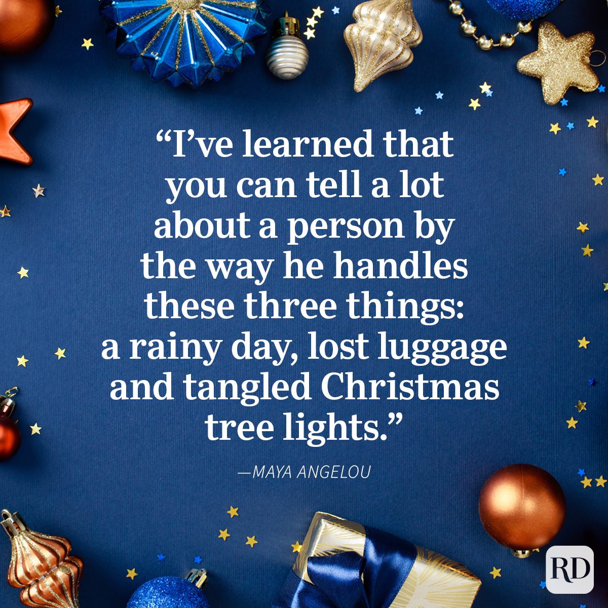 Funny Christmas Quotes To Keep You Laughing Through The Holidays on blue background